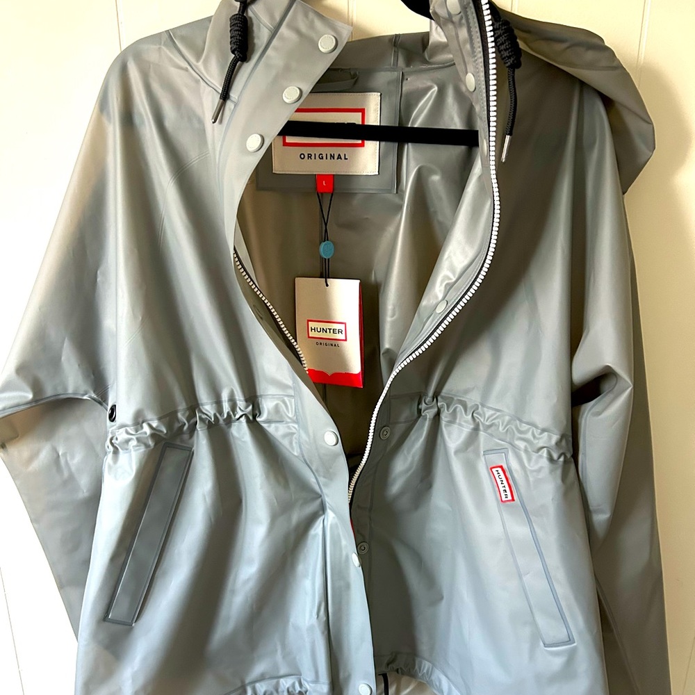 Hunter long sleeved transparent rain jacket
